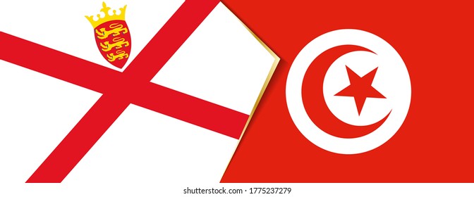 Jersey and Tunisia flags, two vector flags symbol of relationship or confrontation.