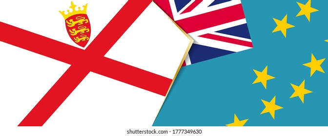 Jersey and Tuvalu flags, two vector flags symbol of relationship or confrontation.