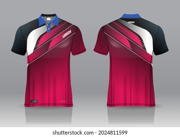 jersey uniform design, can be used for badminton, golf in front view, back view. jersey mockup Vector, design premium very simple and easy to customize