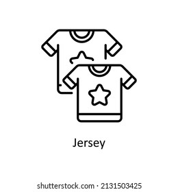 Icono de contorno vectorial de Jersey para web aislada en archivo EPS 10 de fondo blanco