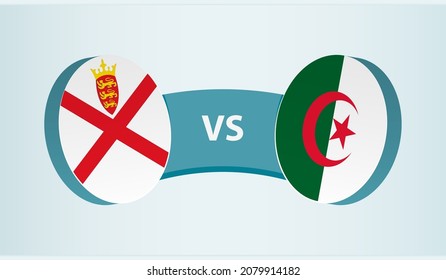 Jersey versus Algeria, team sports competition concept. Round flag of countries.