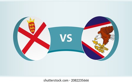 Jersey versus American Samoa, team sports competition concept. Round flag of countries.