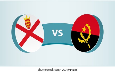 Jersey versus Angola, team sports competition concept. Round flag of countries.