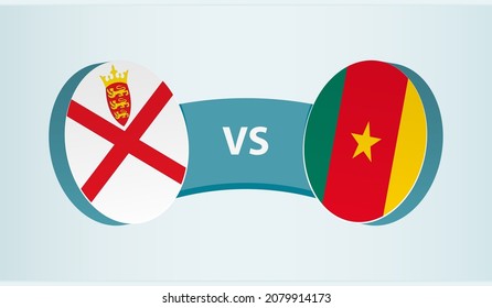 Jersey versus Cameroon, team sports competition concept. Round flag of countries.