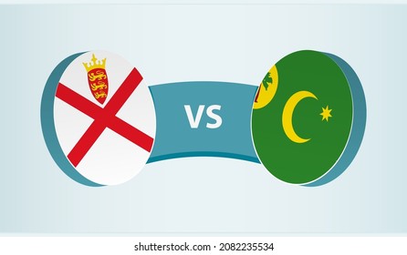 Jersey versus Cocos Islands, team sports competition concept. Round flag of countries.