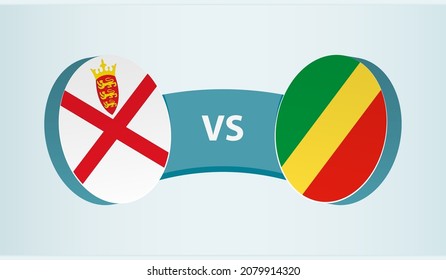 Jersey versus Congo, team sports competition concept. Round flag of countries.