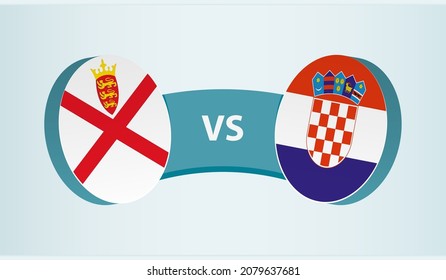 Jersey versus Croatia, team sports competition concept. Round flag of countries.