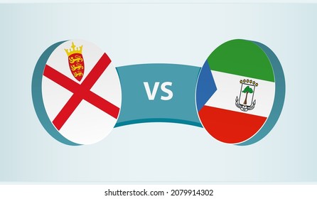 Jersey versus Guinea Ecuatorial, concepto de competición deportiva de equipo. Bandera redonda de países.