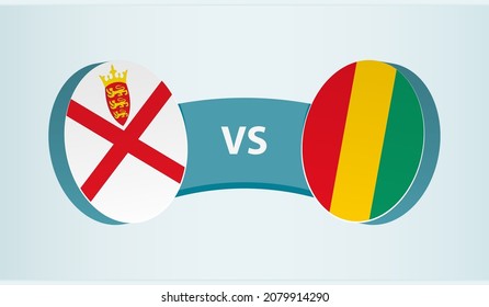 Jersey versus Guinea, team sports competition concept. Round flag of countries.