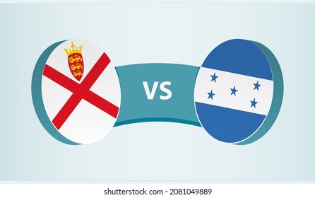 Jersey versus Honduras, team sports competition concept. Round flag of countries.