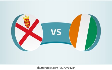 Jersey versus Ivory Coast, team sports competition concept. Round flag of countries.