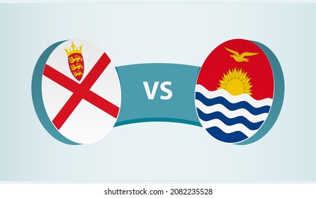 Jersey versus Kiribati, team sports competition concept. Round flag of countries.