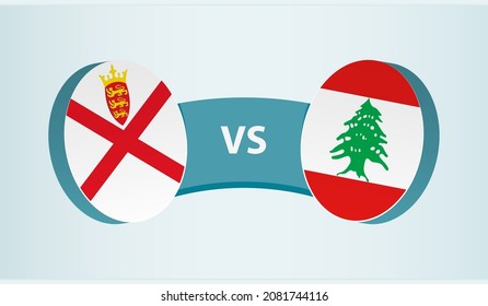 Jersey versus Lebanon, team sports competition concept. Round flag of countries.
