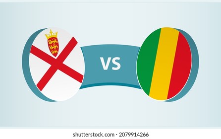 Jersey versus Mali, team sports competition concept. Round flag of countries.