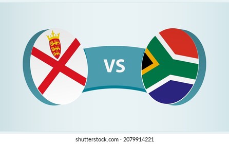 Jersey versus South Africa, team sports competition concept. Round flag of countries.