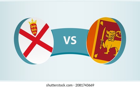 Jersey versus Sri Lanka, team sports competition concept. Round flag of countries.