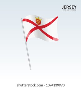 Jersey waving flag isolated on gray background