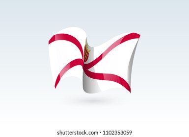 Jersey waving flag vector icon, national symbol. Flag of Jersey, fluttered in the wind - vector illustration isolated on white background.