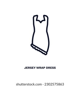 jersey wrap dress icon. Thin line jersey wrap dress icon from clothes and outfit collection. Outline vector isolated on white background. Editable jersey wrap dress symbol can be used web and mobile