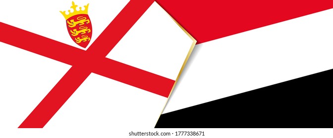 Banderas de Jersey y Yemen, dos banderas vectoriales símbolo de relación o enfrentamiento.