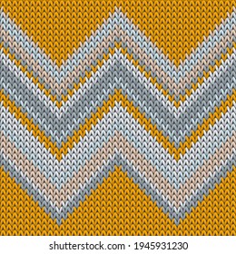 Jersey zig zal lines knitted texture geometric seamless pattern. Fair isle sweater knit effect ornament. Classic warm seamless knitted pattern. Winter holidays wallpaper.