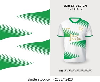 Jerseys kit Wing White Green Pattern Jersey Plantilla de diseño de Jersey Torneo de fútbol de cuello