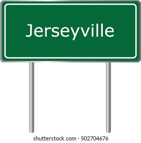 Jerseyville , Illinois , road sign green vector illustration, road table, USA city