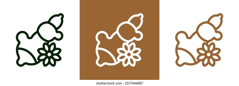 Jerusalem Artichoke Icon. Vector Set Sunflower root in Line style. Isolated Topinambur Logo.