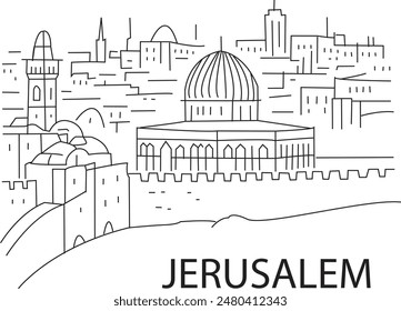 Jerusalem City Line Draw Free vector