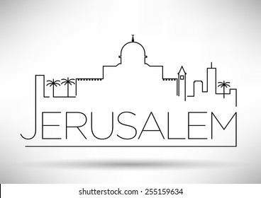 Jerusalem City Line Silhouette Typographic Design