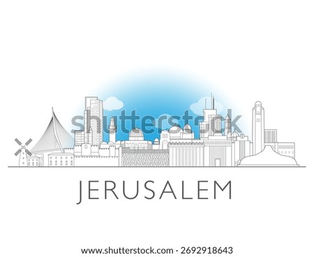 Jerusalem cityscape illustration skyline drawing