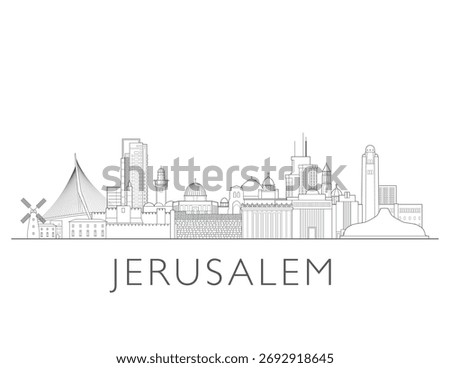 Jerusalem cityscape illustration skyline drawing