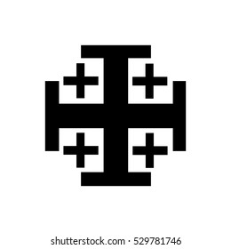 Jerusalem Cross Icon Black Silhouette.