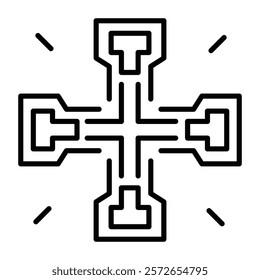 Jerusalem cross icon in linear style 