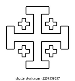 icono de cruz jerusalén sobre fondo blanco, ilustración vectorial.