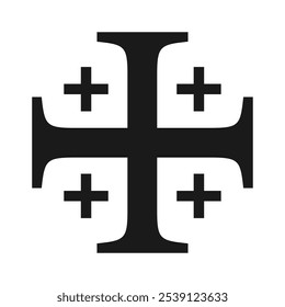 Kreuzsymbol Jerusalem. Kreuzfahrtzeichen. Kreuzritter-Symbol. Logo des Christentums. Vektorgrafik.