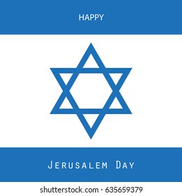 Jerusalem day a national holiday of Israel. The background is Jerusalem day. The symbol of the Jewish people star of David menorah and the Holy city of Jerusalem. Jerusalem independence day.