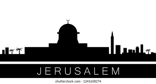 Jerusalem detailed skyline. Vector postcard illustration
