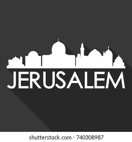 Jerusalem Flat Icon Skyline Silhouette Design City Vector Art Famous Buildings