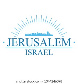 Jerusalem Israel. Banner Design. City Skyline. Silhouette Vector. Famous Monuments.