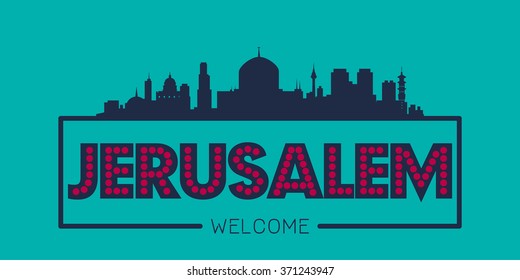 Jerusalem Israel city skyline silhouette vector design