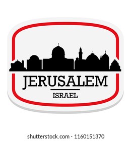 Jerusalem Israel Label Stamp Icon Skyline City Design Tourism Landmark.