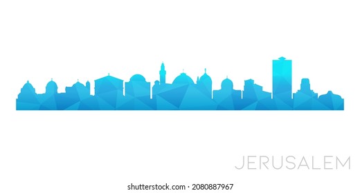 Jerusalem, Israel Low Poly Skyline Clip Art City Design. Geometric Polygon Graphic Horizon Icon. Vector Illustration Symbol.