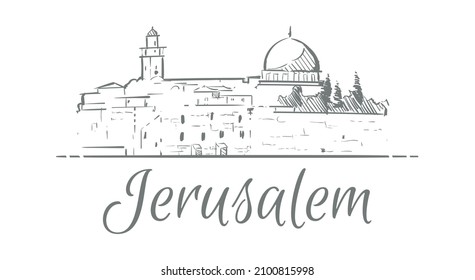 Jerusalem Israel sketch hand drawn 