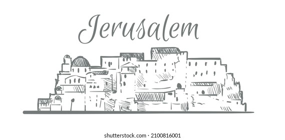 Jerusalem Israel sketch hand drawn 