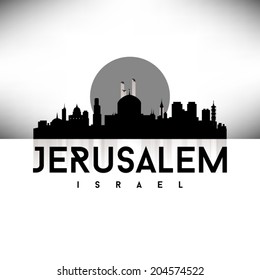 Jerusalem Israel Skyline Silhouette Black design, vector illustration.