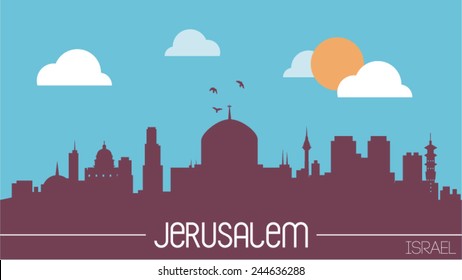 Jerusalem Israel skyline silhouette flat design vector illustration