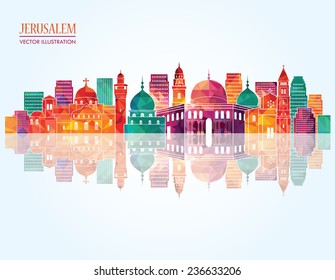 Jerusalem, Israel skyline silhouette. Vector illustration