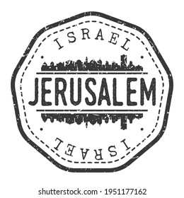 Jerusalem, Israel Stamp Skyline Postmark. Silhouette Postal Passport. City Round Vector Icon. Vintage Postage Design.