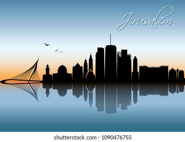 Esquyline de Jerusalén - Israel - ilustración vectorial